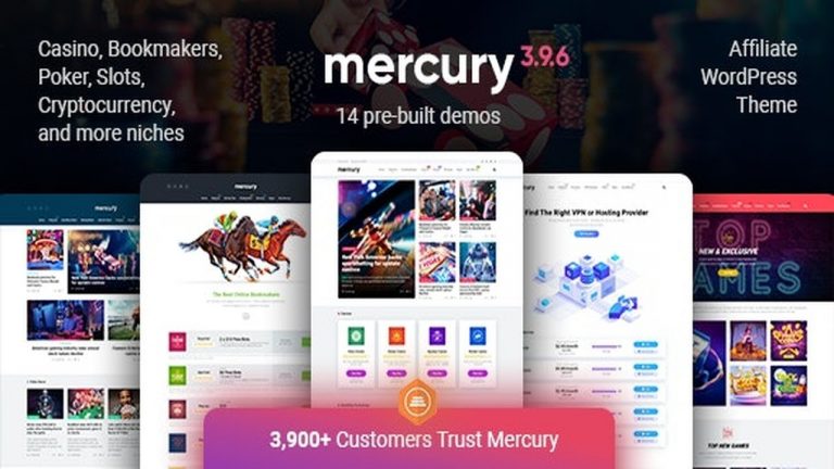 Mercury – Affiliate WordPress Theme. Casino, Gambling & Other Niches. Reviews & News Free Download