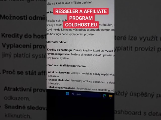 Resseler a Affiliate Program coldhost shorts